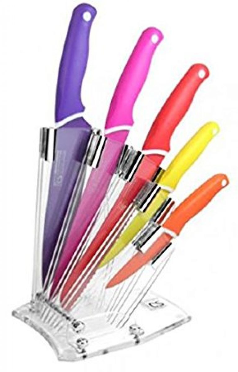 Ceppo Obliquo in Legno di Ciliegio 5 Coltelli 1 Forbice Sanelli Sakura Nero/Bian
