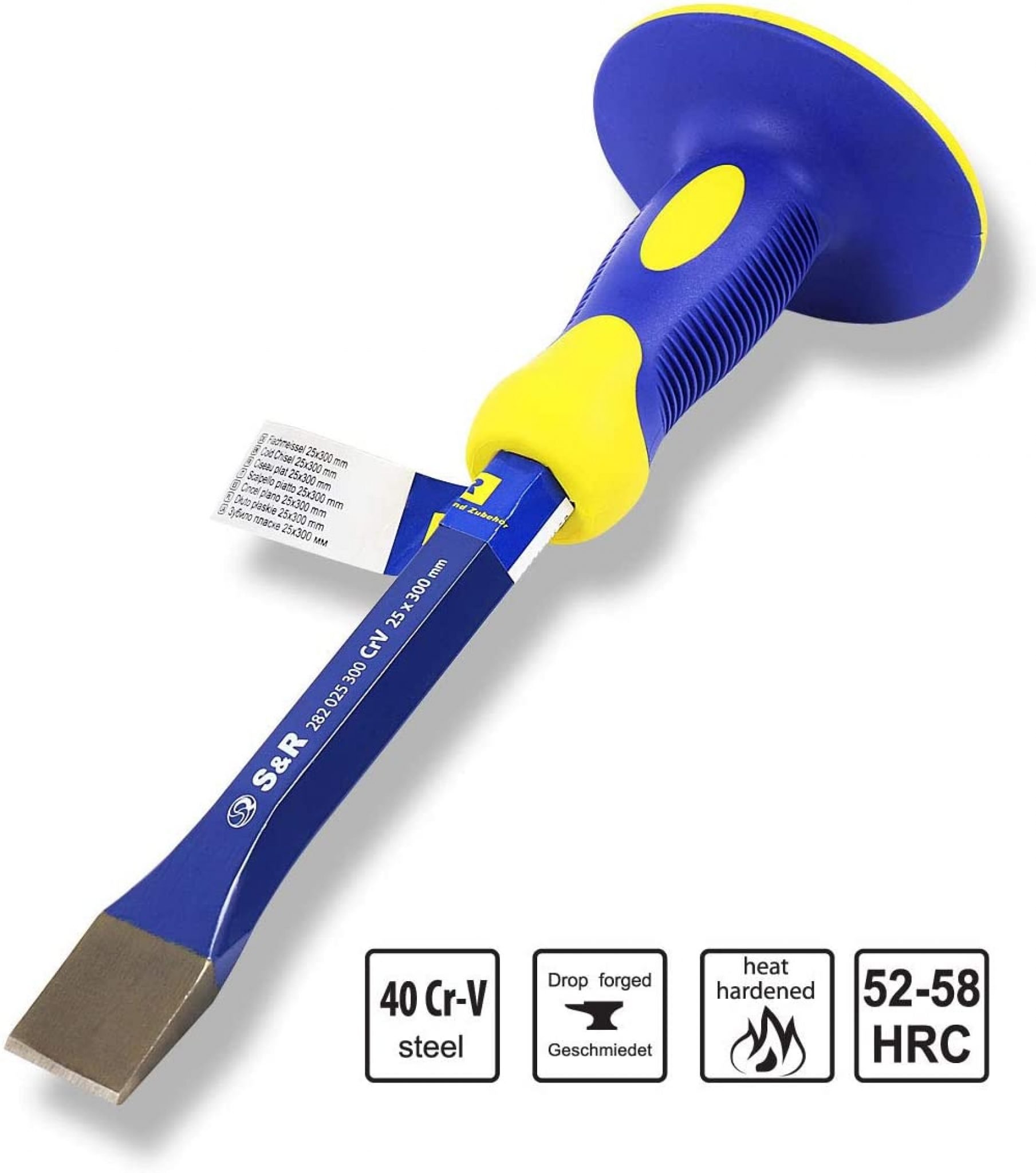 Set Di 3 Scalpelli Per Muratore - Piatti Per Mattoni E Pietre Con Paracolpo - Foto 3